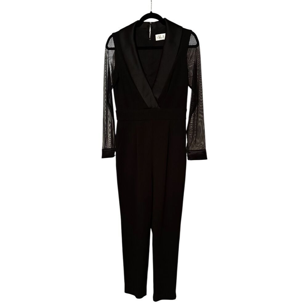 Eliza J Tuxedo Jumpsuit in Black NWOT Size 4